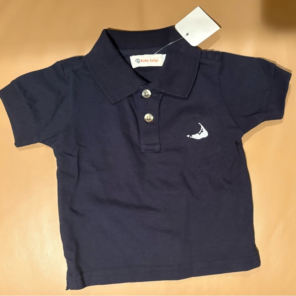 Navy Polo Shirt with Nantucket island Embroidery